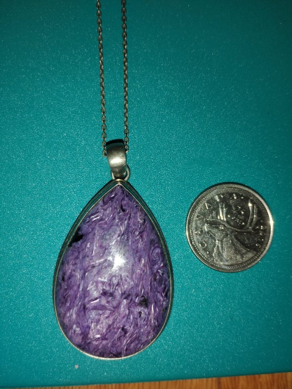 Russian Charoite Pendant Necklace Sterling